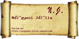 Négyesi Júlia névjegykártya